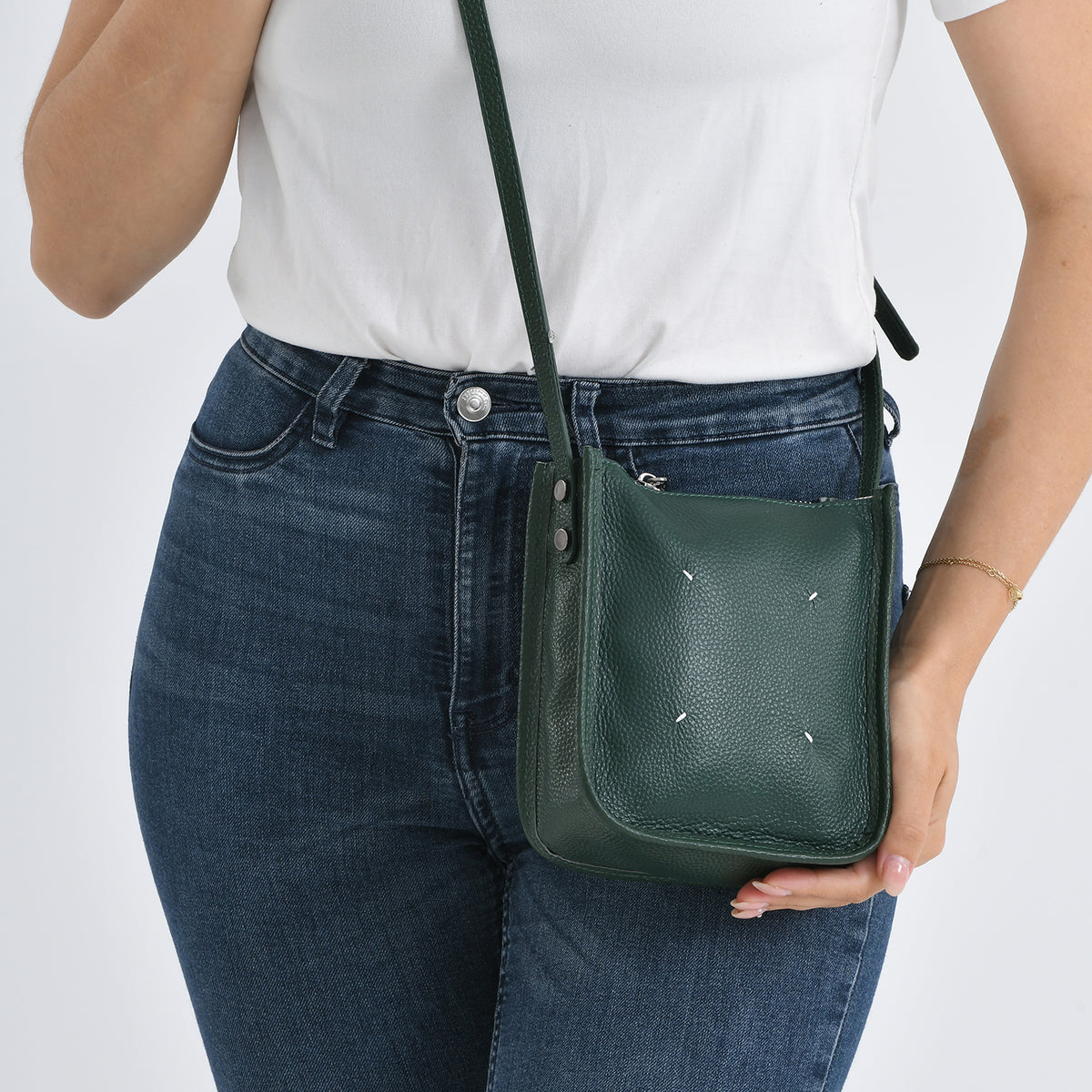 Genuine Leather Crossbody Bag - Green V32514480 4