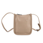 Genuine Leather Crossbody Bag - Apricot_8448126