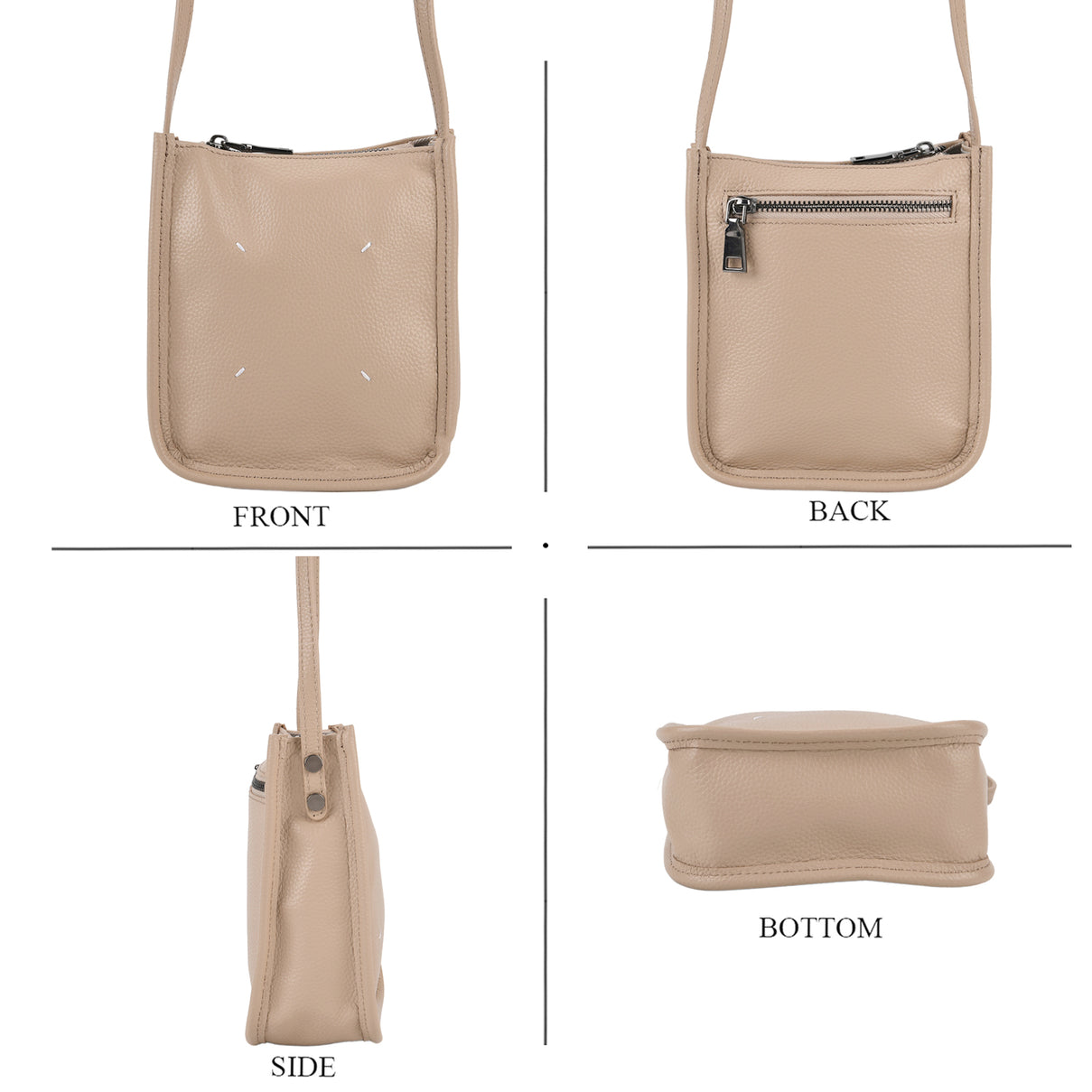 Genuine Leather Crossbody Bag - Apricot V32491006 5