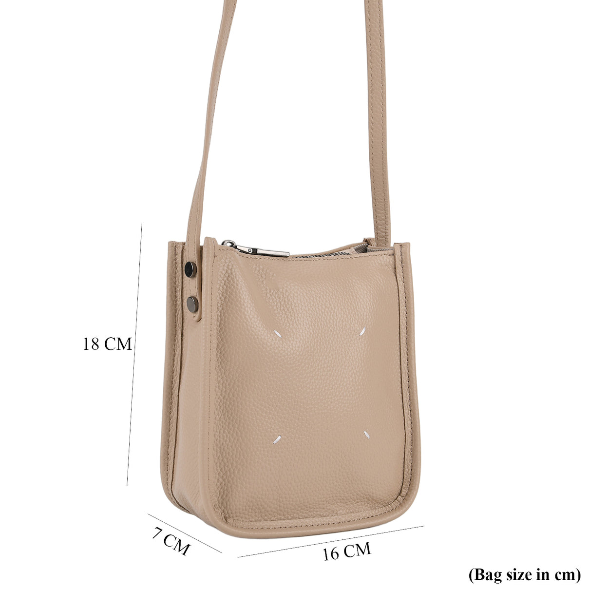 Genuine Leather Crossbody Bag - Apricot V32491006 8