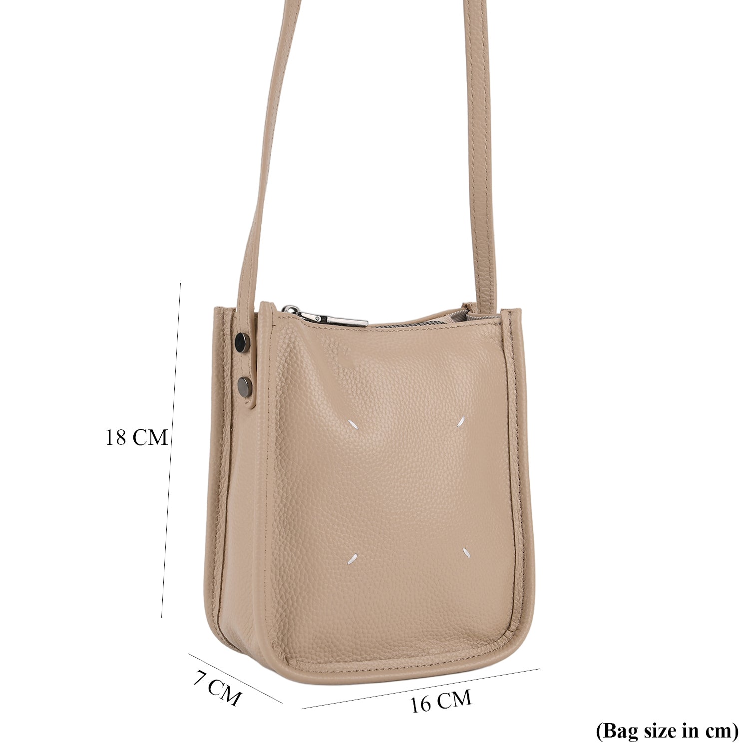Genuine Leather Crossbody Bag - Apricot V32491006 8
