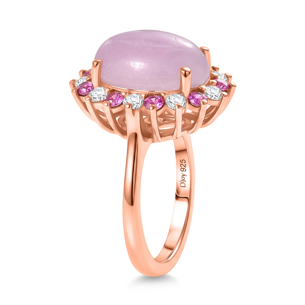 D'Joy Kunzite, Rhodolite Garnet and White Zircon Halo Ring in Rose Gold Plated Sterling Silver 7.91 Ct. V32520061 4