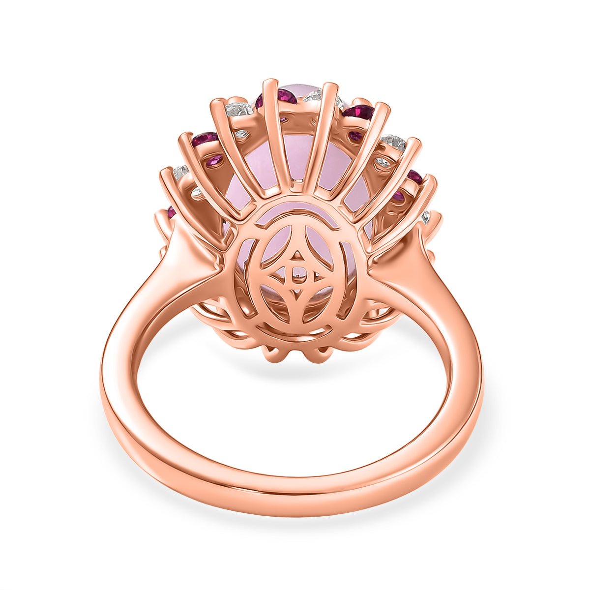 D'Joy Kunzite, Rhodolite Garnet and White Zircon Halo Ring in Rose Gold Plated Sterling Silver 7.91 Ct. V32520061 5