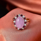 D'Joy Natural Kunzite, Rhodolite Garnet & White Zircon Halo Ring in Rose Gold Plated Sterling Silver 7.91 Ct._8448138_2