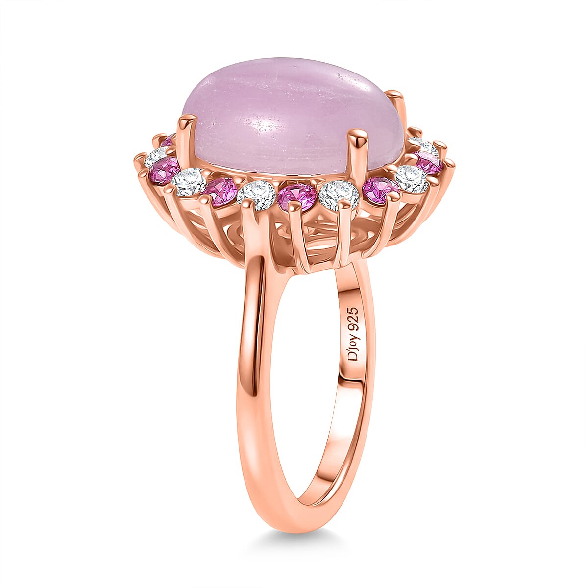 D'Joy Kunzite, Rhodolite Garnet and White Zircon Halo Ring in Rose Gold Plated Sterling Silver 7.91 Ct. V32529515 4