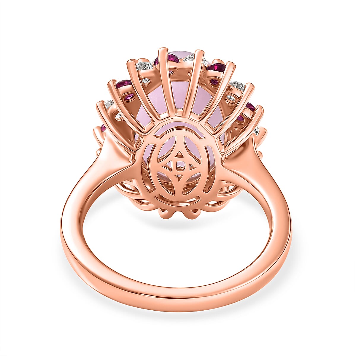 D'Joy Kunzite, Rhodolite Garnet and White Zircon Halo Ring in Rose Gold Plated Sterling Silver 7.91 Ct. V32529515 5