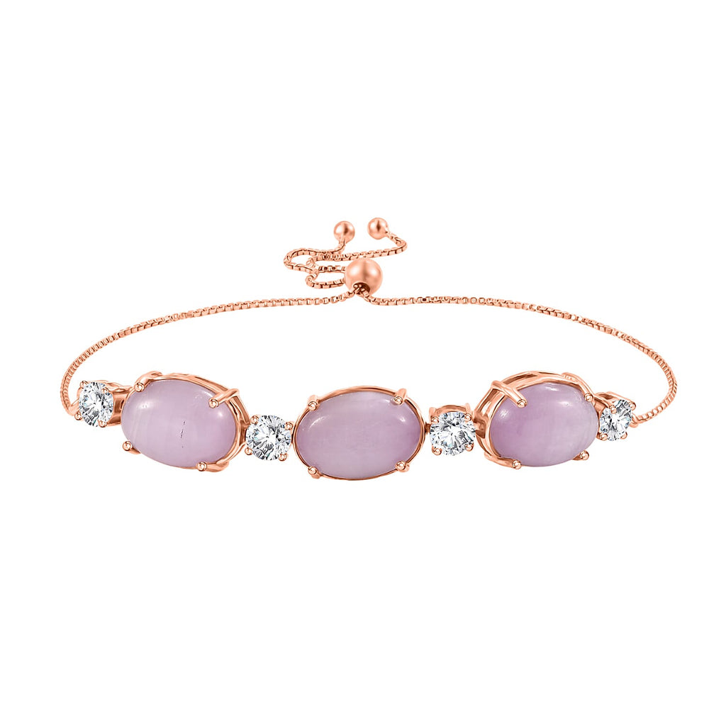 D'Joy Natural Kunzite & Golconda Topaz Station Bracelet (Size - 7.5  Adjustable) in Rose Gold Plated Sterling Silver 22.39 Ct._8448150