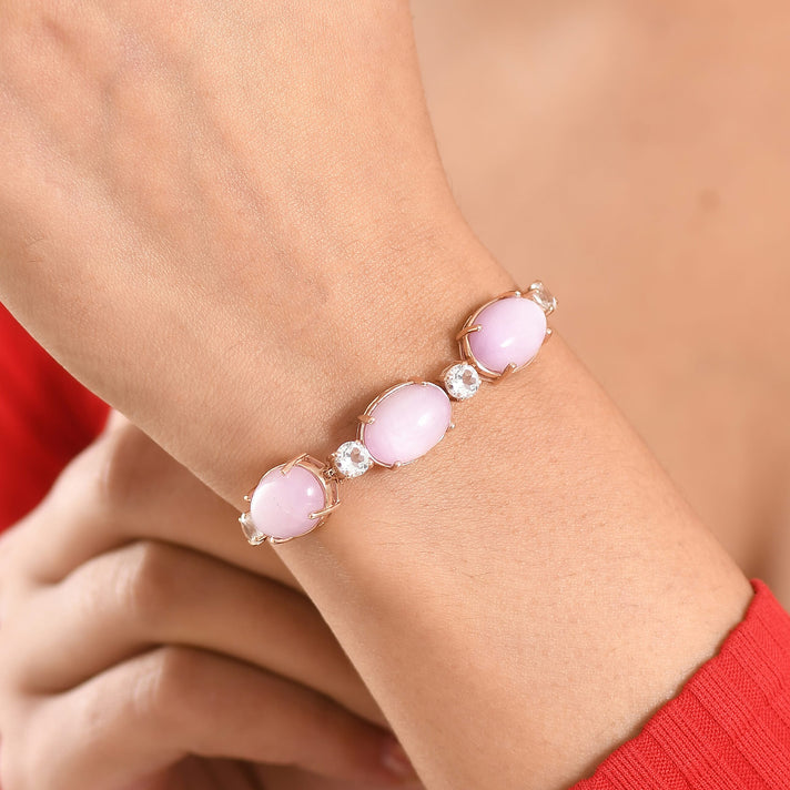 D'Joy Natural Kunzite &amp; Golconda Topaz Station Bracelet (Size - 7.5  Adjustable) in Rose Gold Plated Sterling Silver 22.39 Ct. 8448150 2