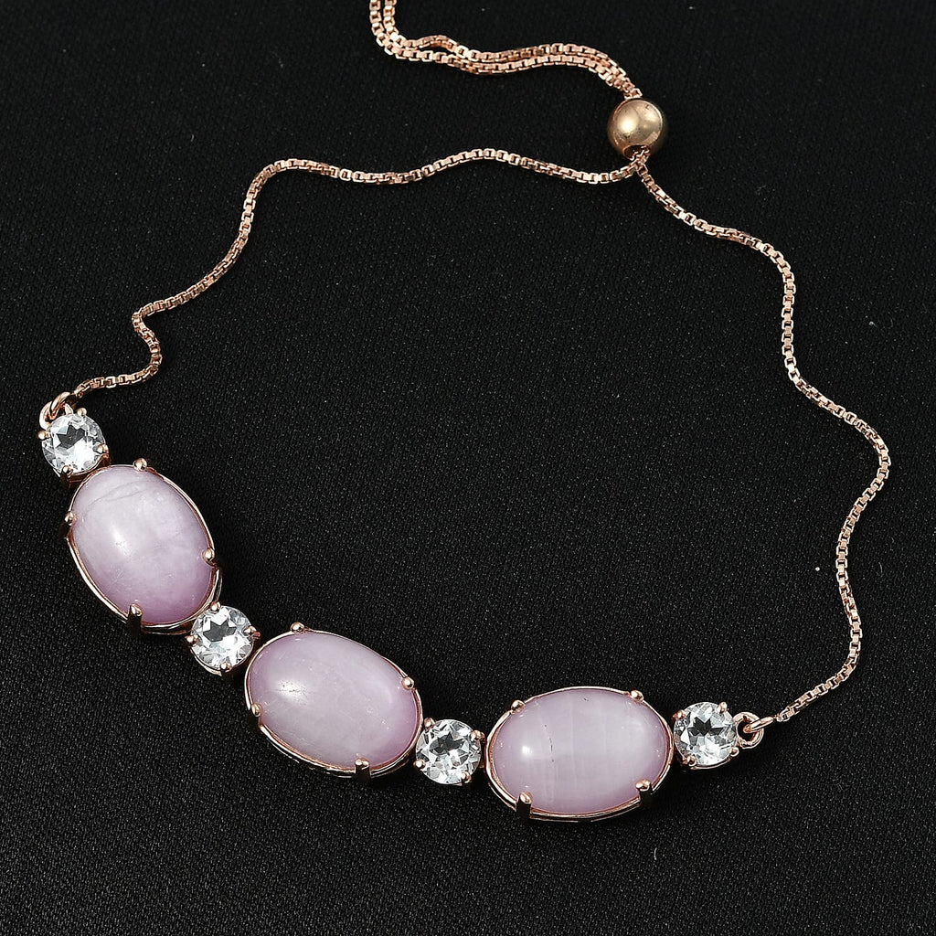 D'Joy Natural Kunzite & Golconda Topaz Station Bracelet (Size - 7.5  Adjustable) in Rose Gold Plated Sterling Silver 22.39 Ct._8448150_2