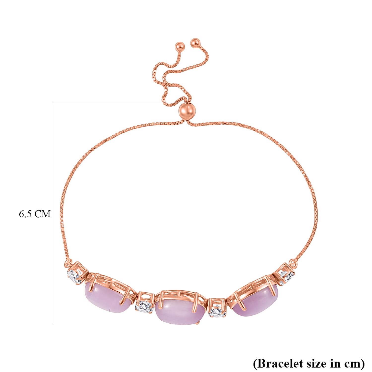 D'Joy Natural Kunzite &amp; Golconda Topaz Station Bracelet (Size - 7.5  Adjustable) in Rose Gold Plated Sterling Silver 22.39 Ct. 8448150 5