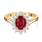 D'Joy AAA African Ruby & White Zircon Ring in Yellow Gold Plated Sterling Silver 2.70 Ct._8448186