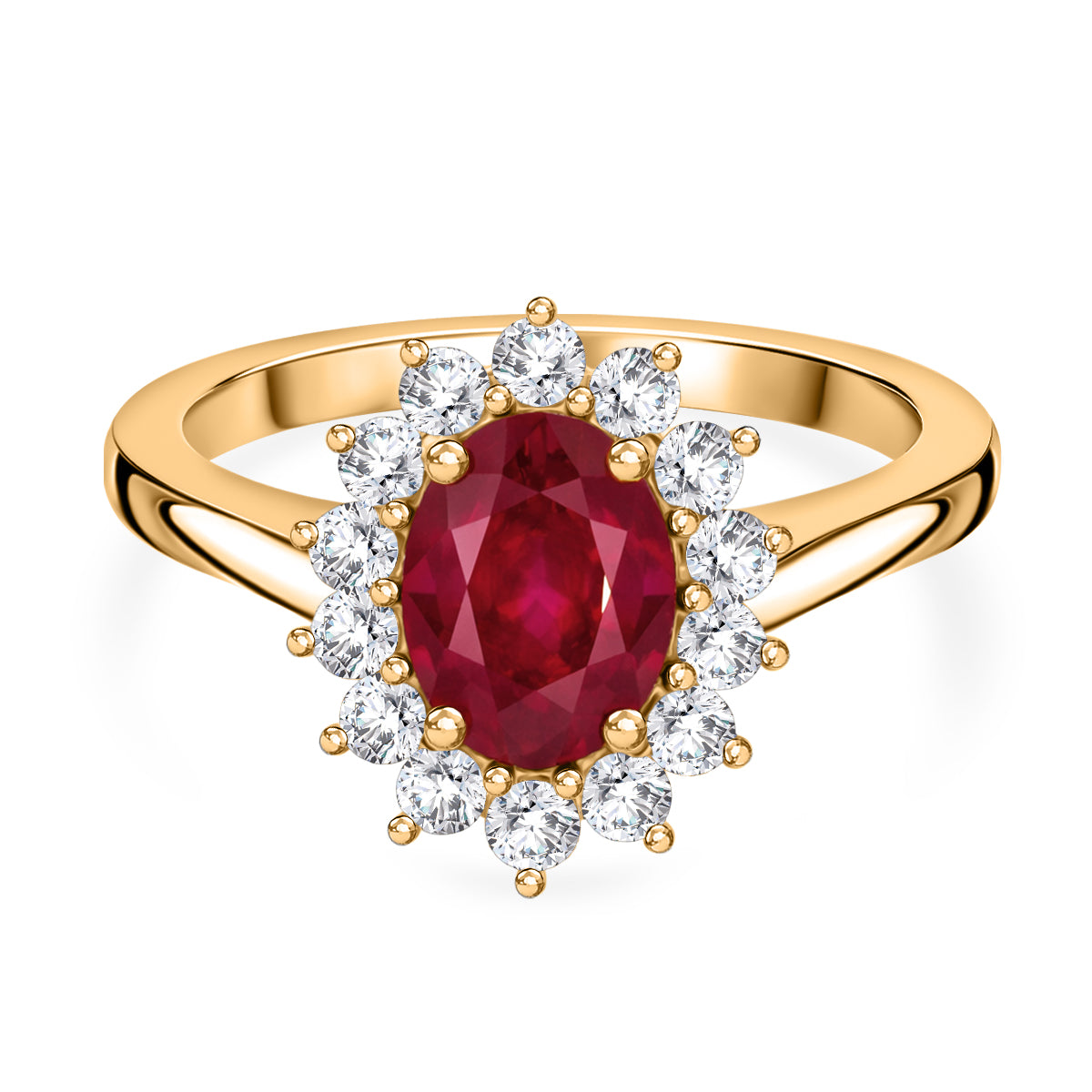 D'Joy AAA African Ruby &amp; White Zircon Ring in Yellow Gold Plated Sterling Silver 2.70 Ct. V32372111 0