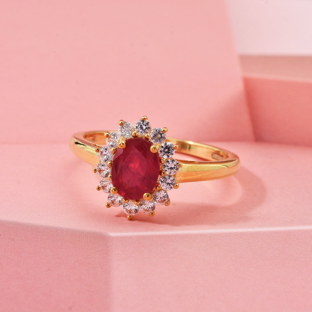 D'Joy AAA African Ruby & White Zircon Ring in Yellow Gold Plated Sterling Silver 2.70 Ct._8448186_1