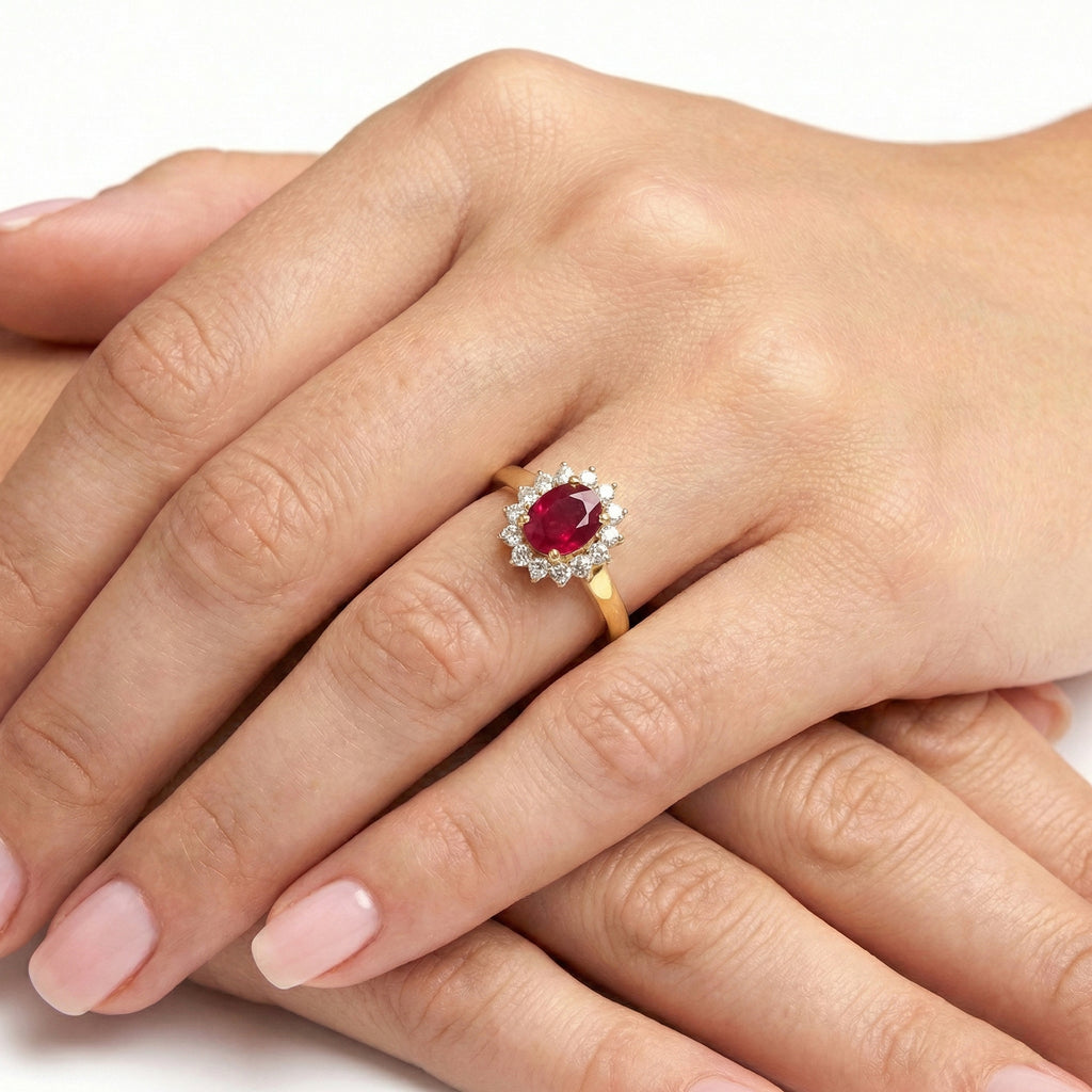 D'Joy AAA African Ruby & White Zircon Ring in Yellow Gold Plated Sterling Silver 2.70 Ct._8448186_2