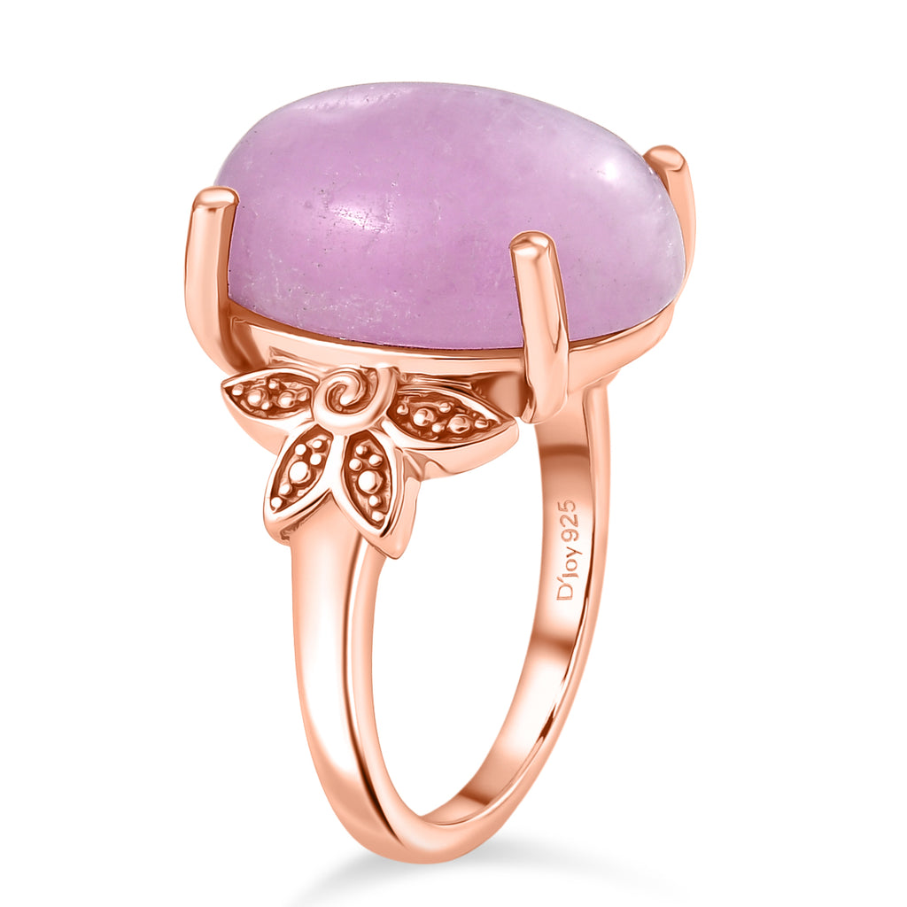 D'Joy Natural Kunzite Oval Cut Solitaire Ring in Rose Gold Plated Sterling Silver 11.24 Ct._8448236_3