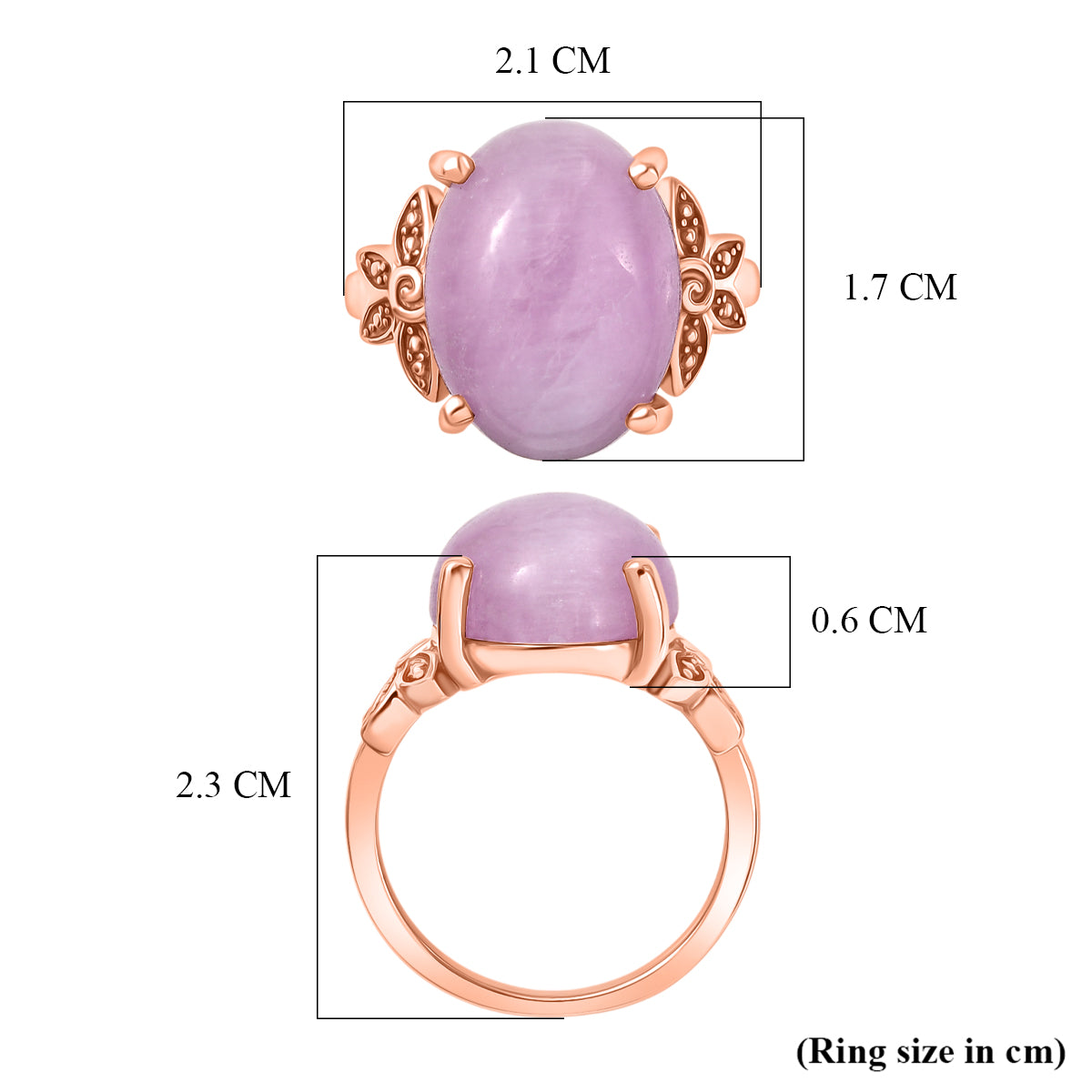 D'Joy Kunzite Oval Cut Solitaire Ring in Rose Gold Plated Sterling Silver 11.24 Ct. V32520132 6