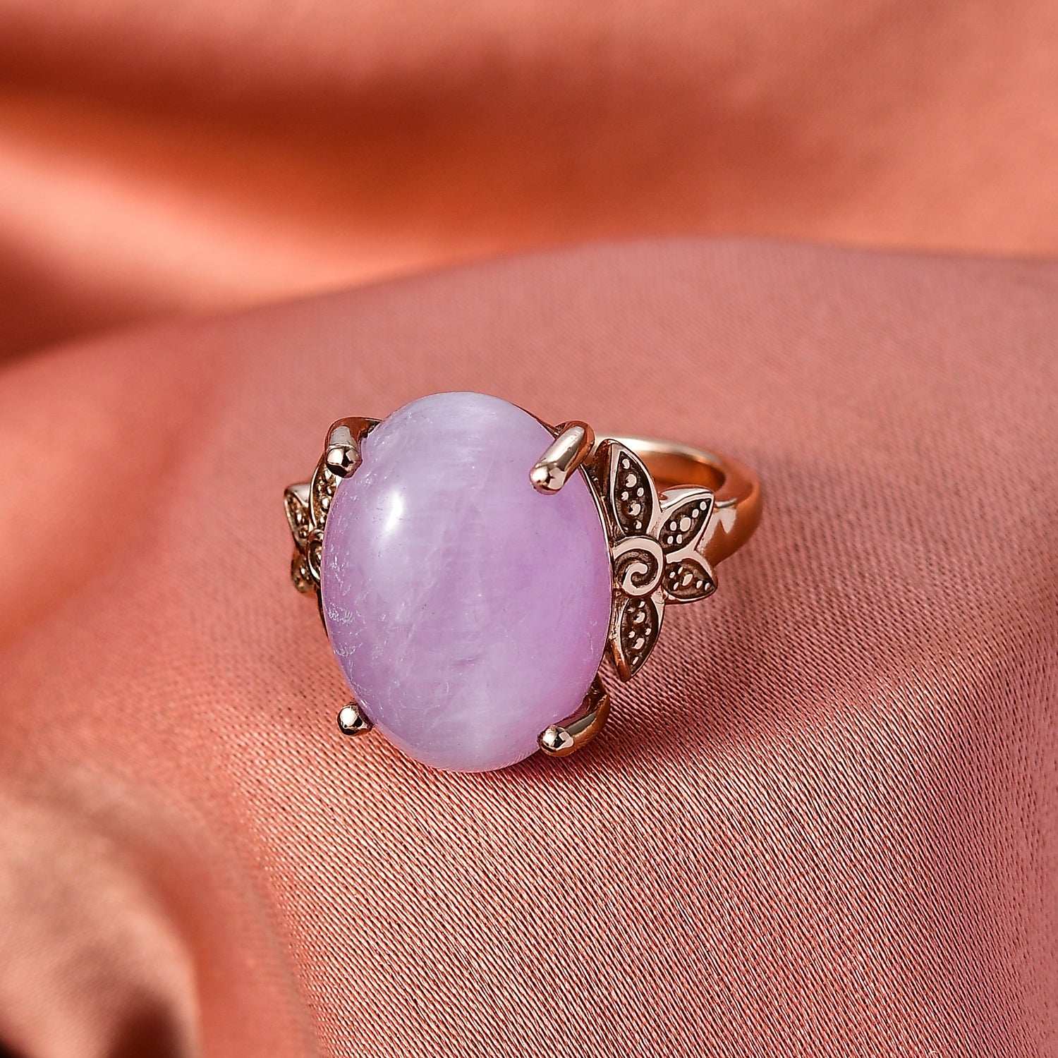 D'Joy Kunzite Oval Cut Solitaire Ring in Rose Gold Plated Sterling Silver 11.24 Ct. V32524322 3