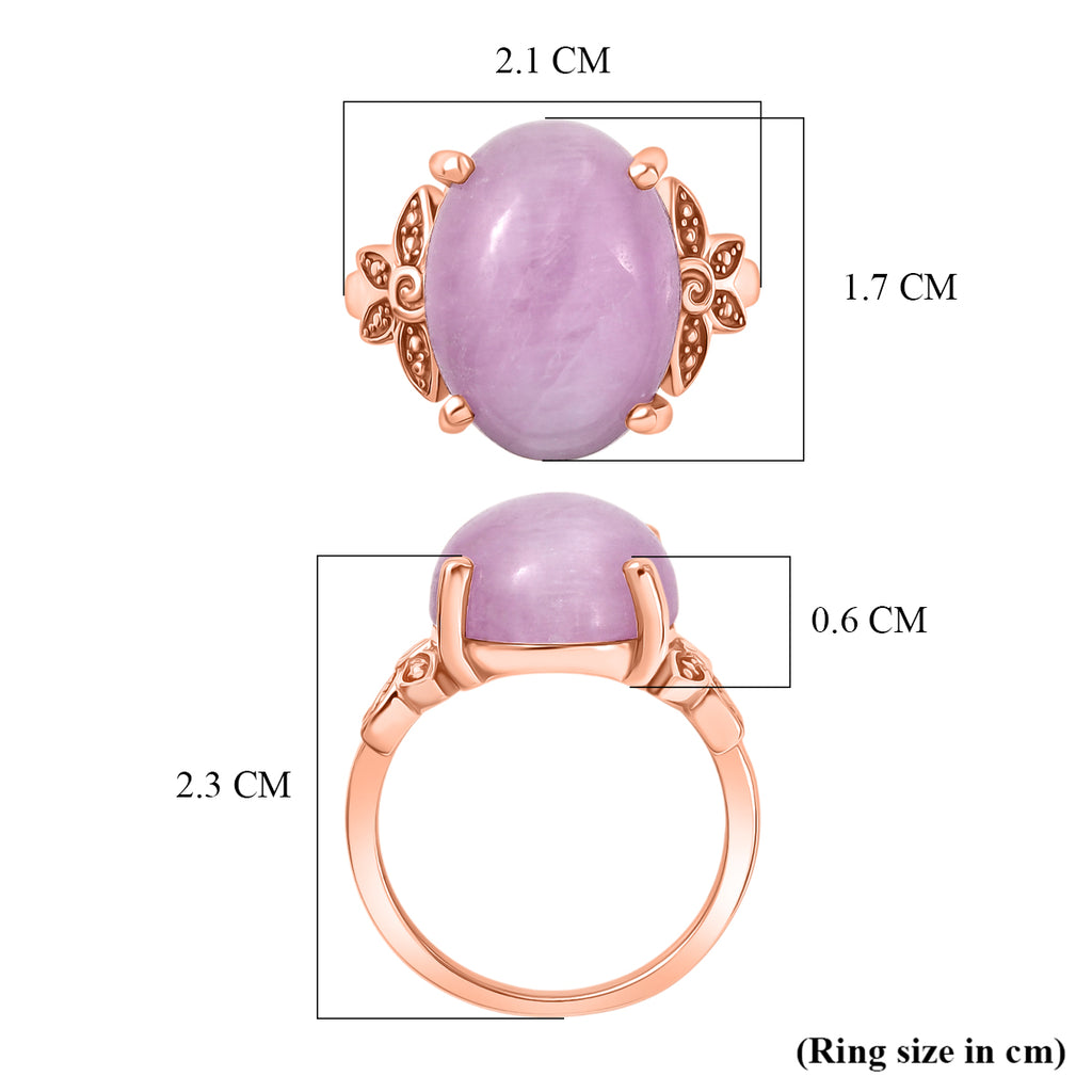 D'Joy Natural Kunzite Oval Cut Solitaire Ring in Rose Gold Plated Sterling Silver 11.24 Ct._8448249_5