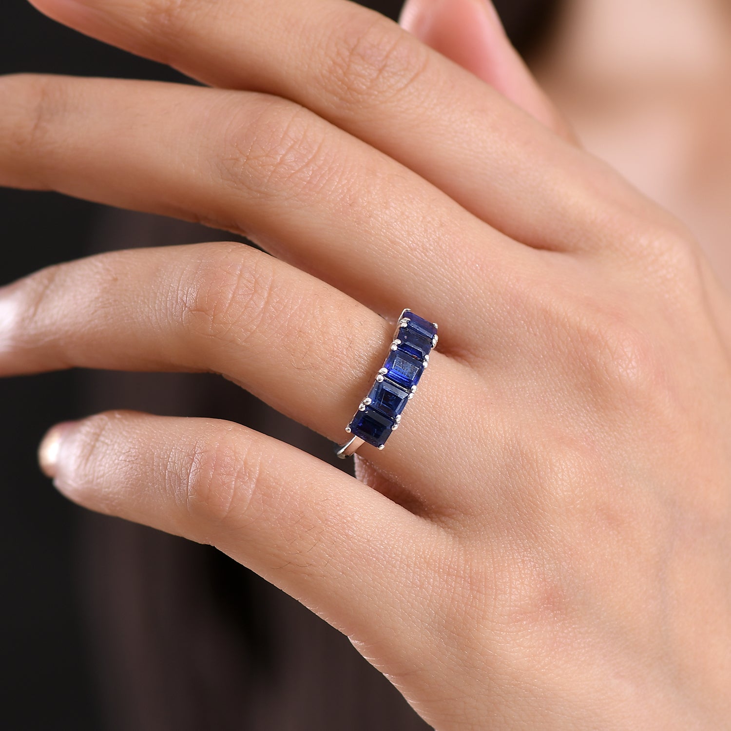 D'Joy AAA Kyanite 5-Stone Ring in Platinum Overlay Sterling Silver 2.44 Ct. V32528720 2