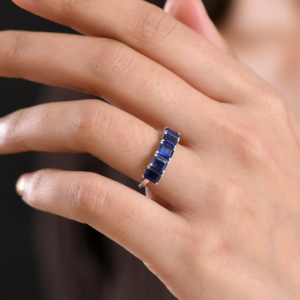 D'Joy AAA Kyanite 5 Stone Ring in Platinum Overlay Sterling Silver 2.44 Ct._8448299_1