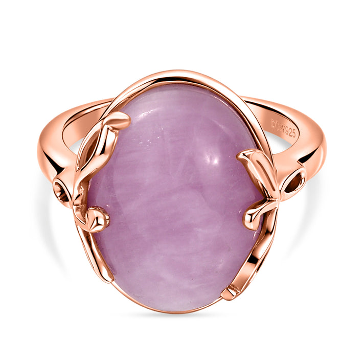 D'Joy Kunzite Oval Cut Solitaire Ring in Rose Gold Plated Sterling Silver 12.06 Ct. 8448416 1