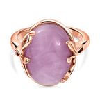D'Joy Natural Kunzite Oval Cut Solitaire Ring in Rose Gold Plated Sterling Silver 12.06 Ct._8448425