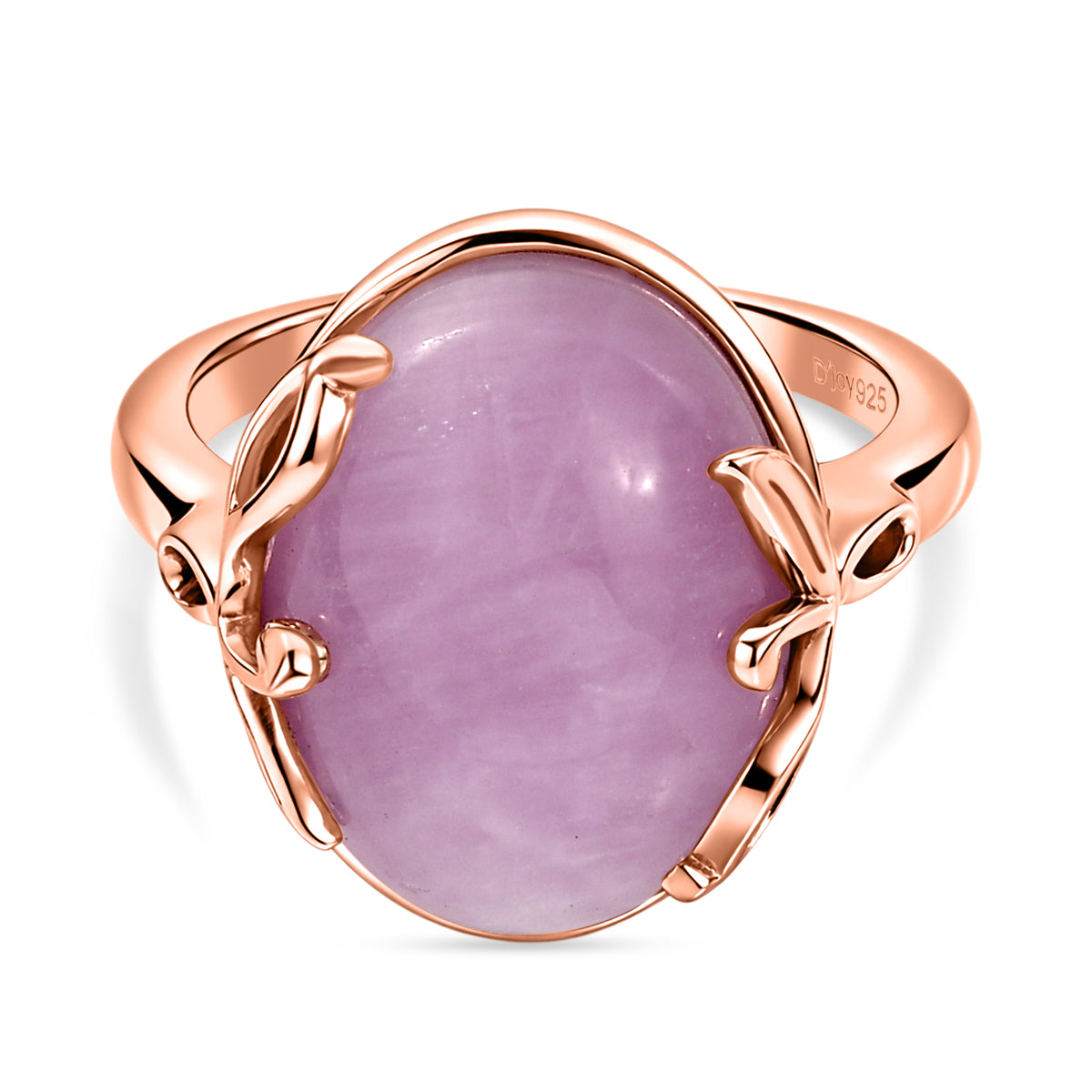 D'Joy Kunzite Oval Cut Solitaire Ring in Rose Gold Plated Sterling Silver 12.06 Ct. V32514230 0