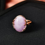 D'Joy Natural Kunzite Oval Cut Solitaire Ring in Rose Gold Plated Sterling Silver 12.06 Ct._8448425_2
