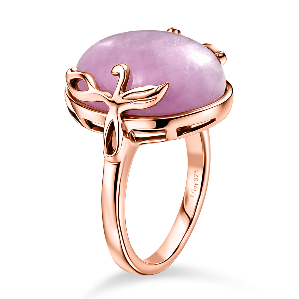 D'Joy Kunzite Oval Cut Solitaire Ring in Rose Gold Plated Sterling Silver 12.06 Ct. V32514230 4
