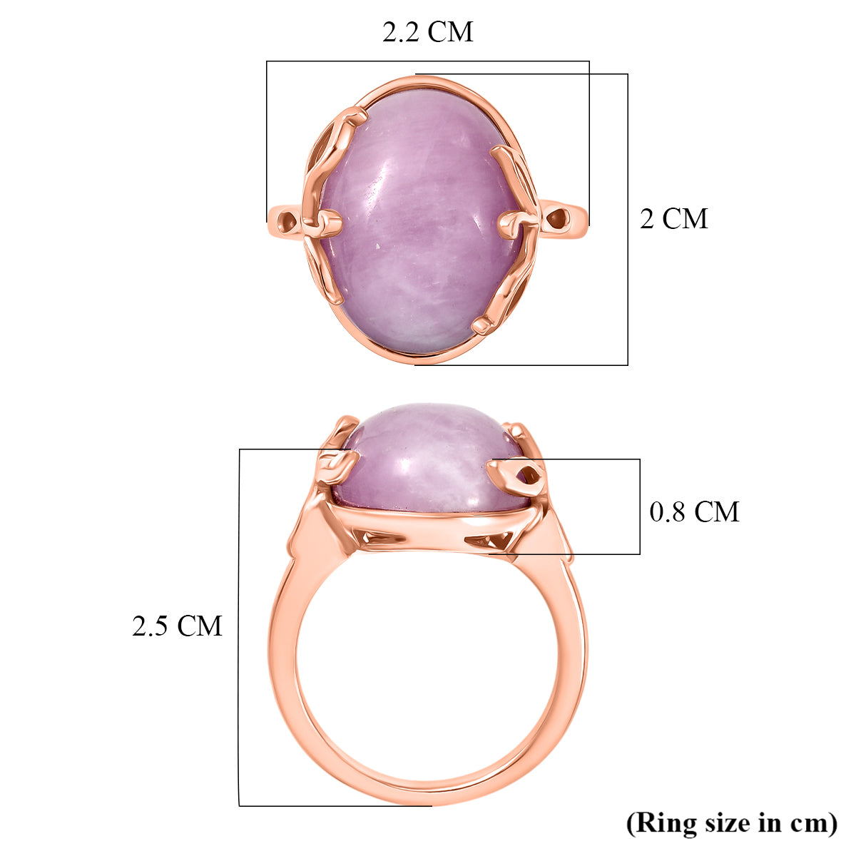 D'Joy Kunzite Oval Cut Solitaire Ring in Rose Gold Plated Sterling Silver 12.06 Ct. V32514230 6