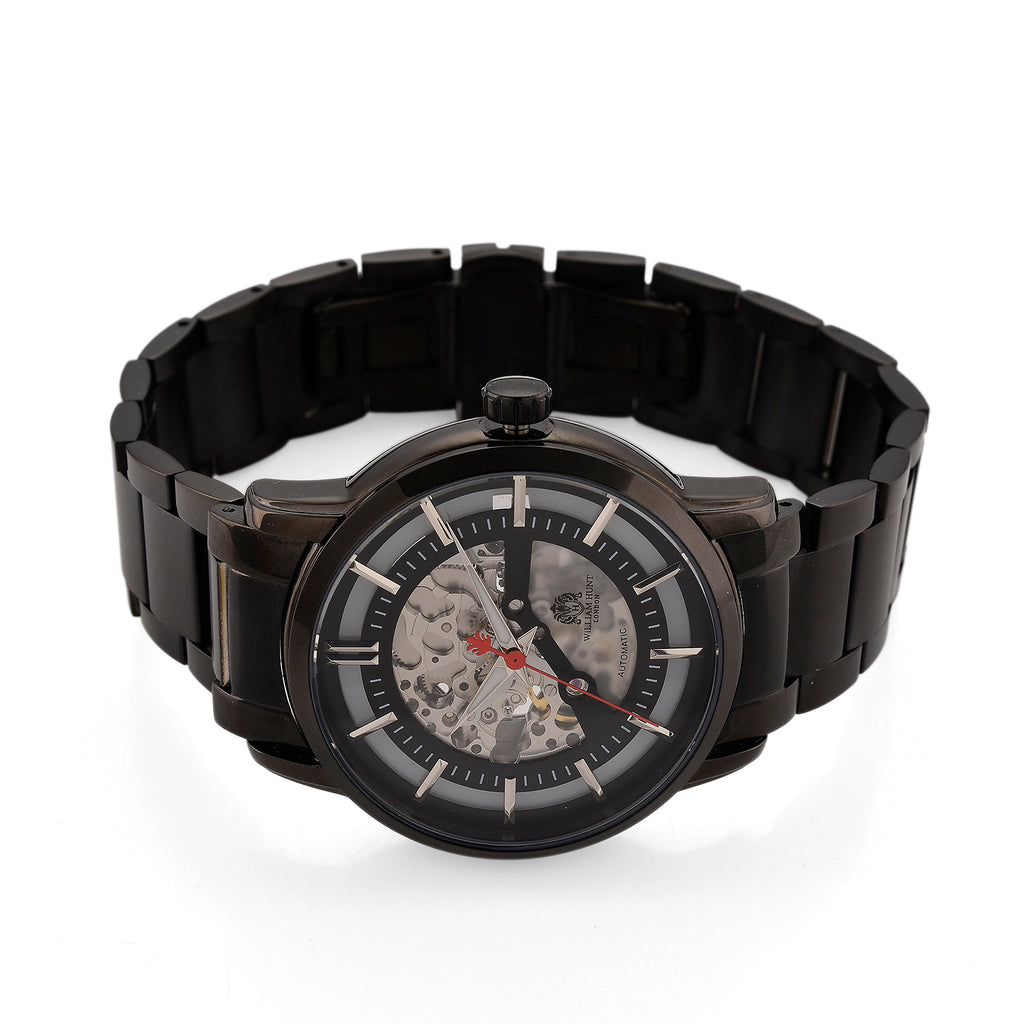 William Hunt London Limited Edition Automatic Movt. 5 ATM Water Resistancy Black Skeleton Dial Mens Watch with Stainless Steel Strap and Butterfly Buckle Clasp_8448460_4