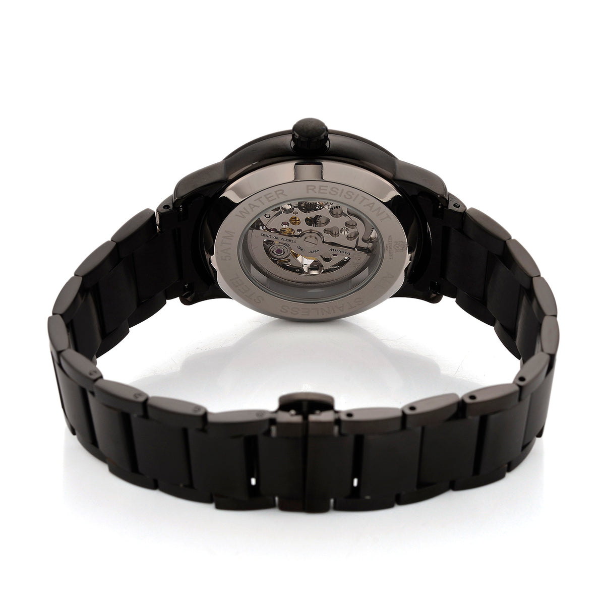 William Hunt London Limited Edition Automatic Movt. 5 ATM Water Resistancy Black Skeleton Dial Mens Watch with Stainless Steel Strap and Butterfly Buckle Clasp V32531542 7