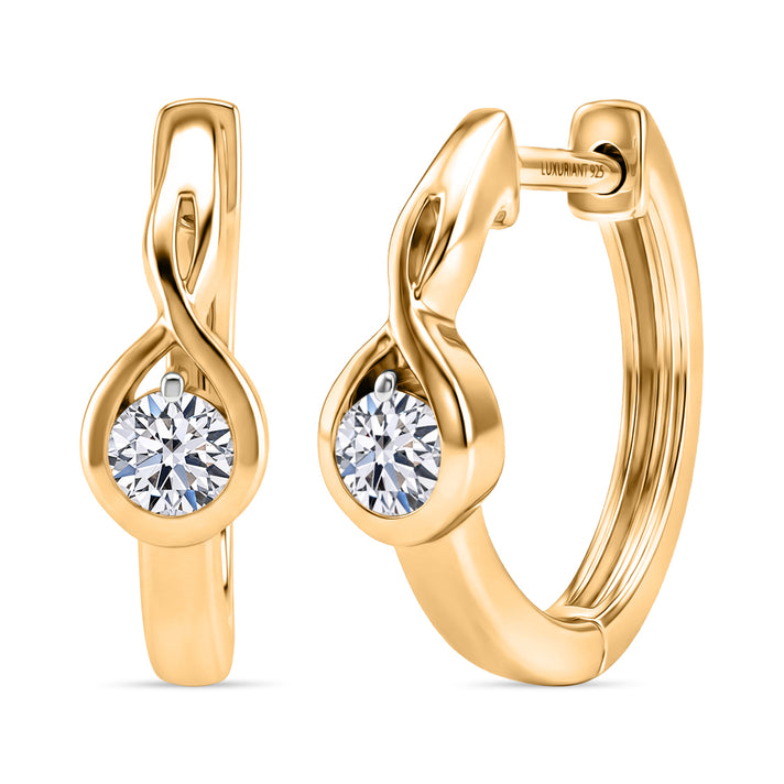 LUXURIANT Lab Grown Diamond Hoop Earring in Yellow Gold Plated Sterling Silver (SI-G-H) 8448507 1