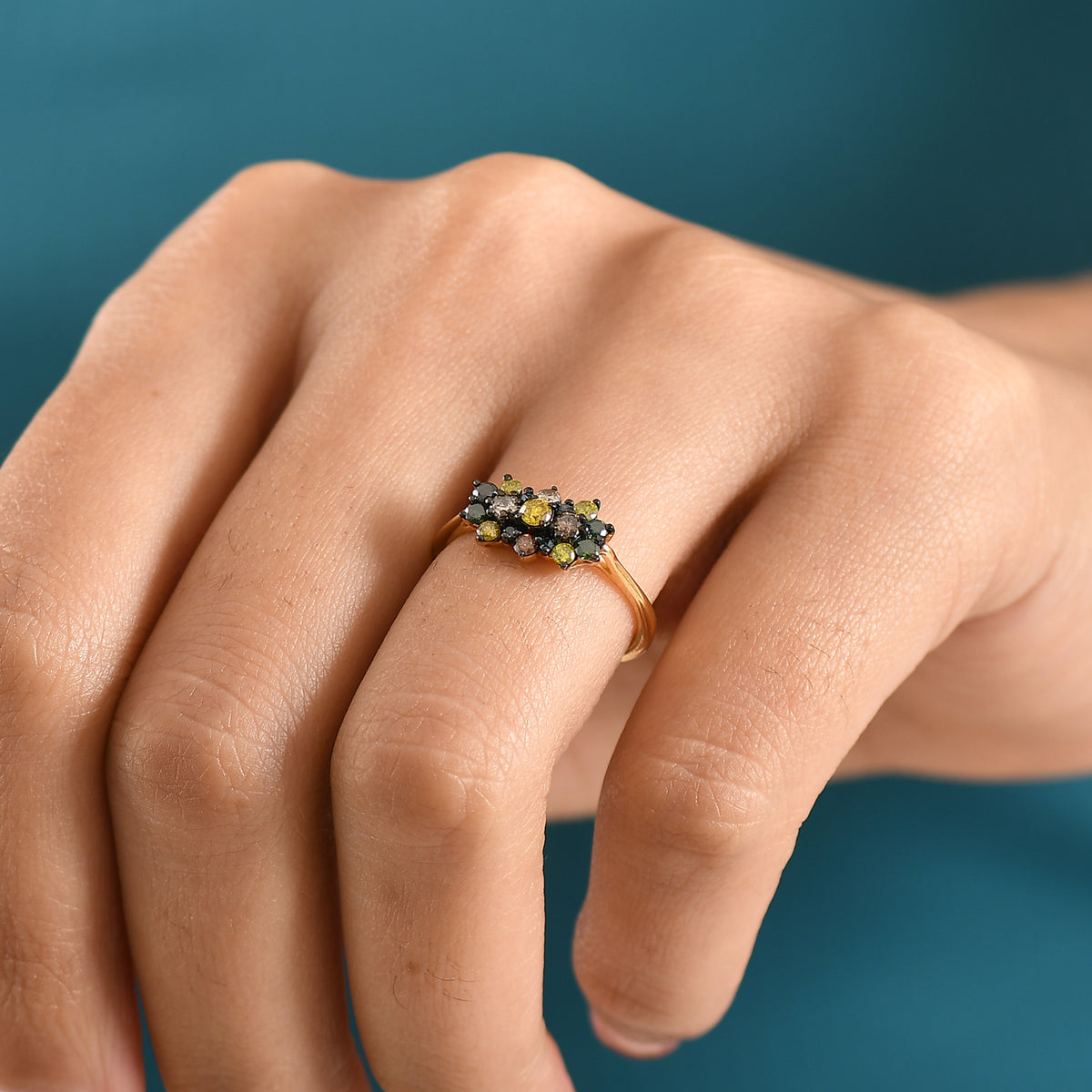 D'Joy Yellow Diamond, Multi Diamond Cluster Ring in 18K Vermeil Yellow Gold Plated Sterling Silver 8448519 2