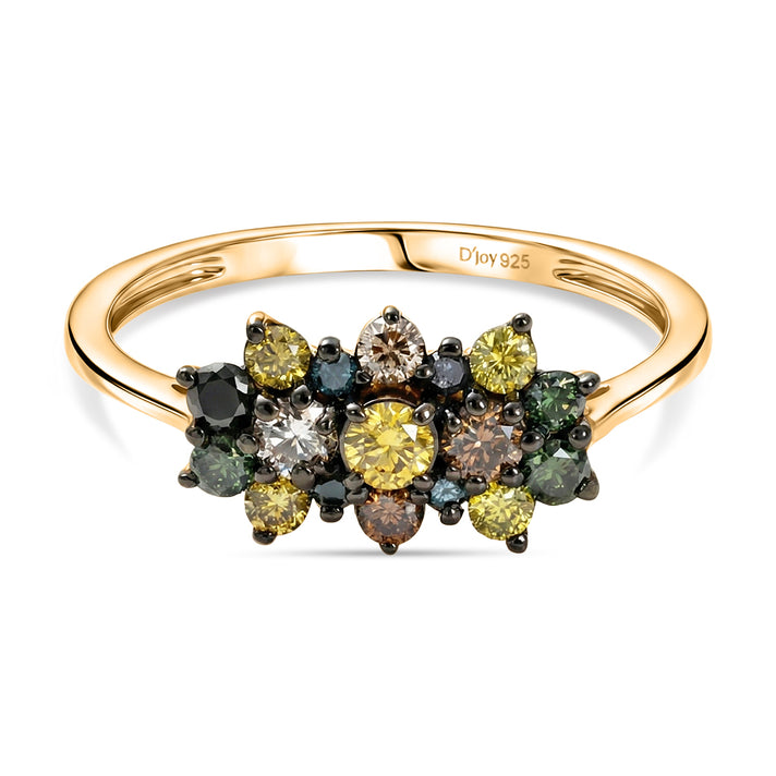 D'Joy Yellow Diamond, Multi Diamond Cluster Ring in 18K Vermeil Yellow Gold Plated Sterling Silver 8448520 1