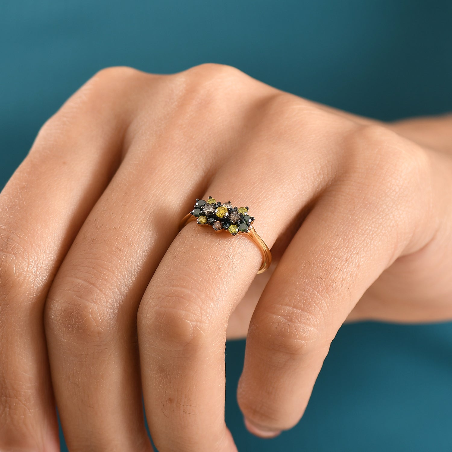 D'Joy Yellow Diamond, Multi Diamond Cluster Ring in 18K Vermeil Yellow Gold Plated Sterling Silver 8448520 2