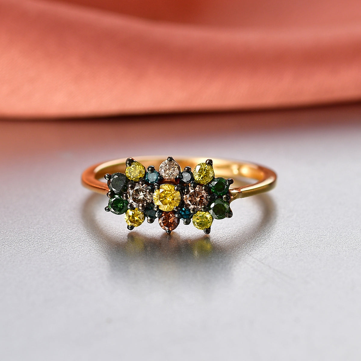 D'Joy Yellow Diamond, Multi Diamond Cluster Ring in 18K Vermeil Yellow Gold Plated Sterling Silver 8448520 3