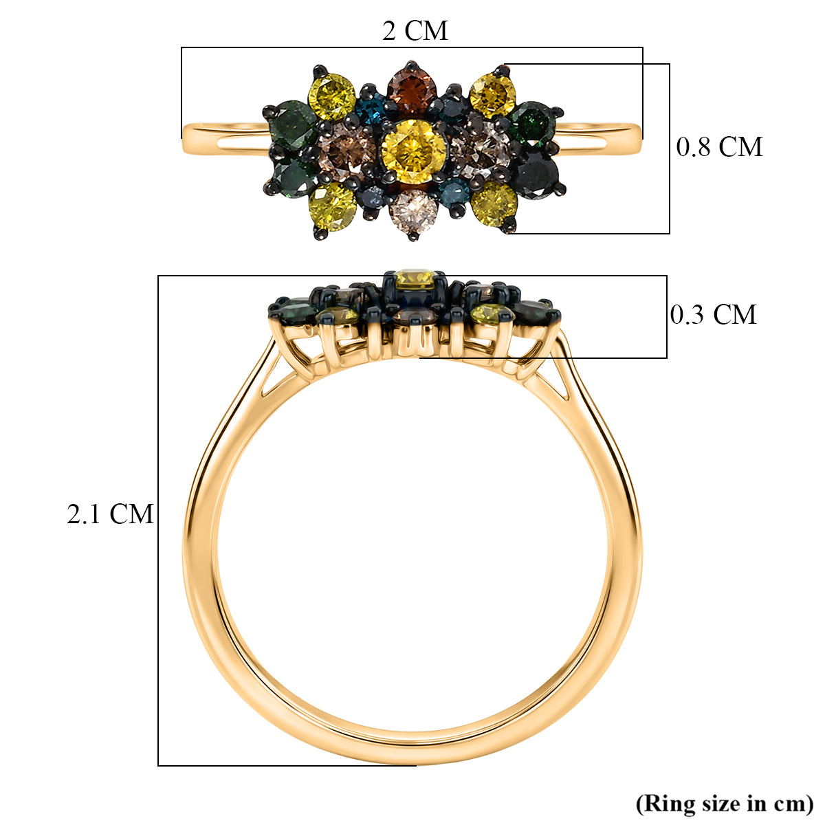 D'Joy Yellow Diamond, Multi Diamond Cluster Ring in 18K Vermeil Yellow Gold Plated Sterling Silver 8448520 6