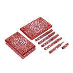 Livmore 6-Piece Beaded Stationery Gift Set (inc. 1 x Decorative Box, 5 x Pens, & 1 x Diary) - Red_8456077