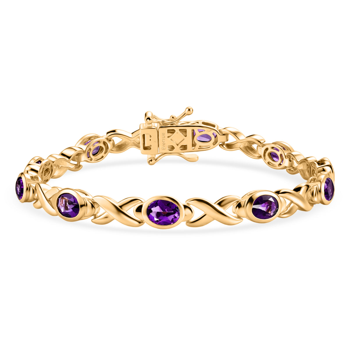 EverTrue African Amethyst Infinity Link Bracelet (Size - 7) with GB Lock Box in Yellow Gold Tone 4.16 Ct. V32534133 0