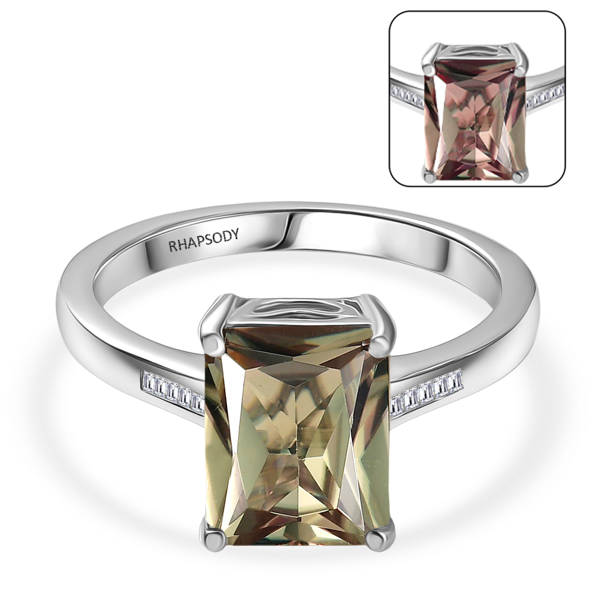 Rhapsody 950 Platinum AAAA Natural Turkizite (Radiant Cut 4.00ct) VS-E/F Natural White Diamond Ring 4.03 Ct, Platinum Wt. 5.42 Gms 8461130 0