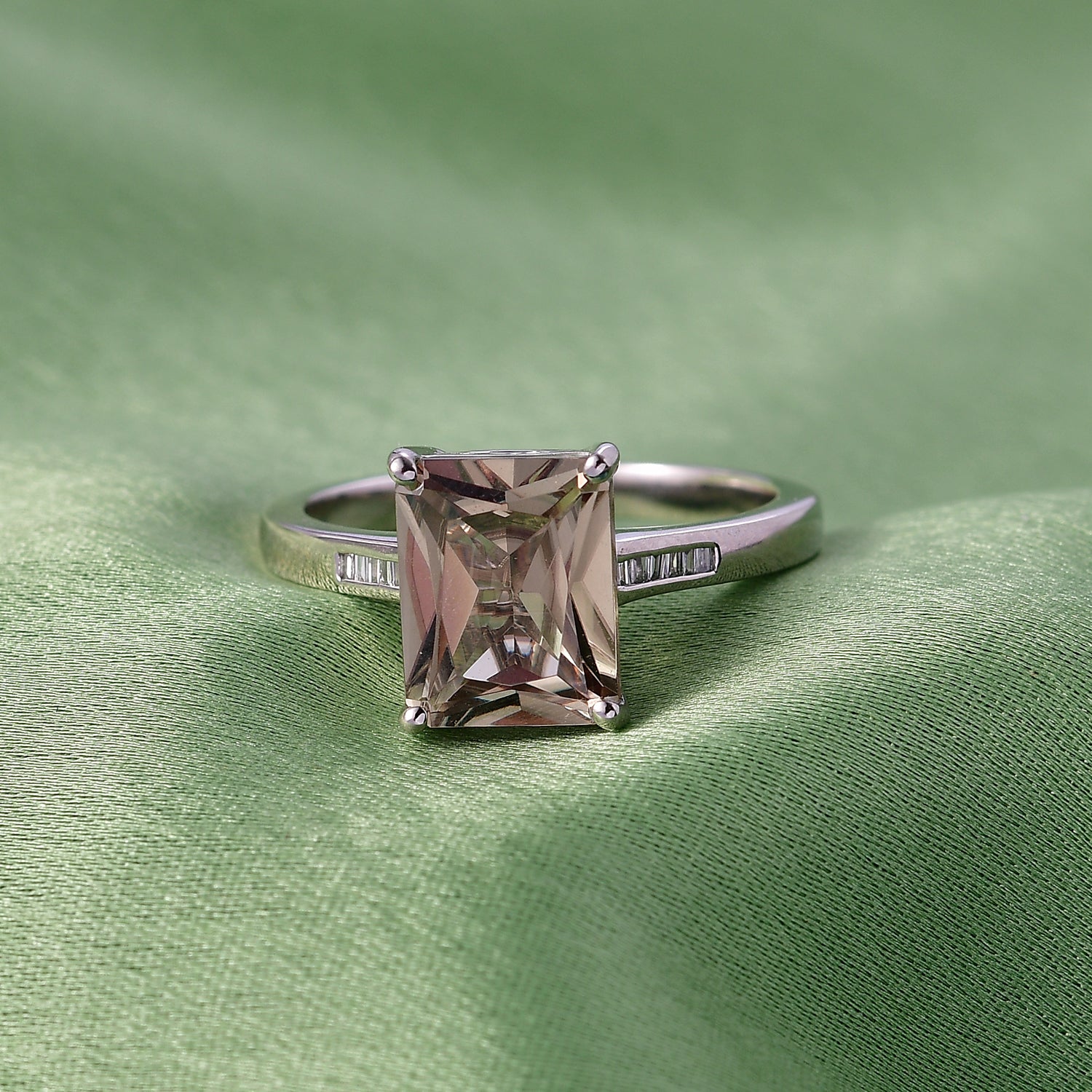 Rhapsody 950 Platinum AAAA Natural Turkizite (Radiant Cut 4.00ct) VS-E/F Natural White Diamond Ring 4.03 Ct, Platinum Wt. 5.42 Gms 8461130 3