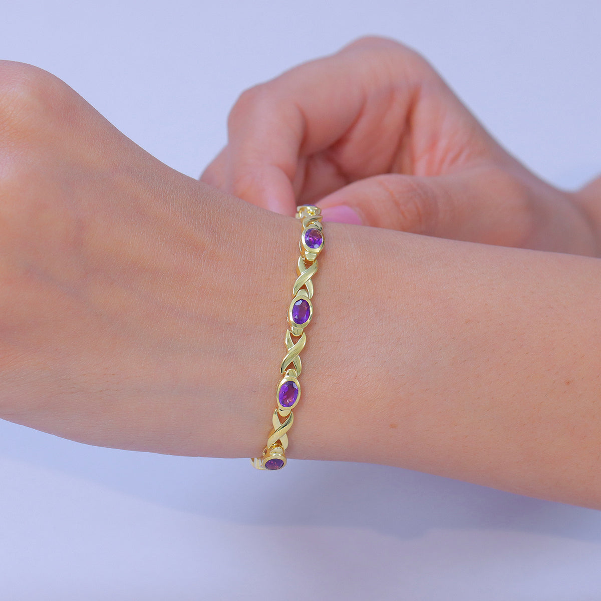 EverTrue African Amethyst Infinity Link Bracelet (Size - 7.5) with GB Lock Box 4.57 Ct. V32531879 2