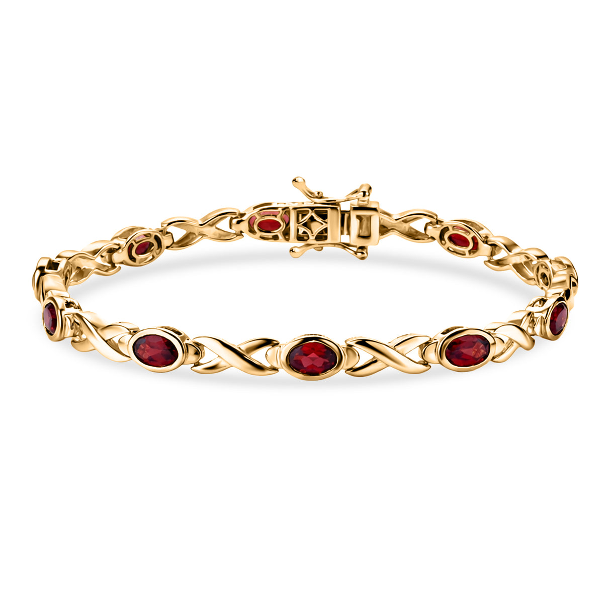 Royal Bali Collection - EverTrue Red Garnet Infinity Link Bracelet (Size - 7) with GB Lock Box in Yellow Gold Tone 5.70 Ct. 8464729 0