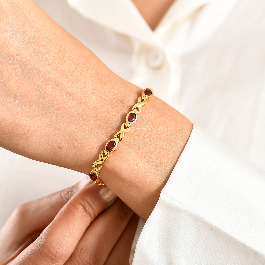 EverTrue Red Garnet Bracelet (Size - 7) with GB Lock Box in Yellow Gold Tone 5.70 Ct._8464729_1