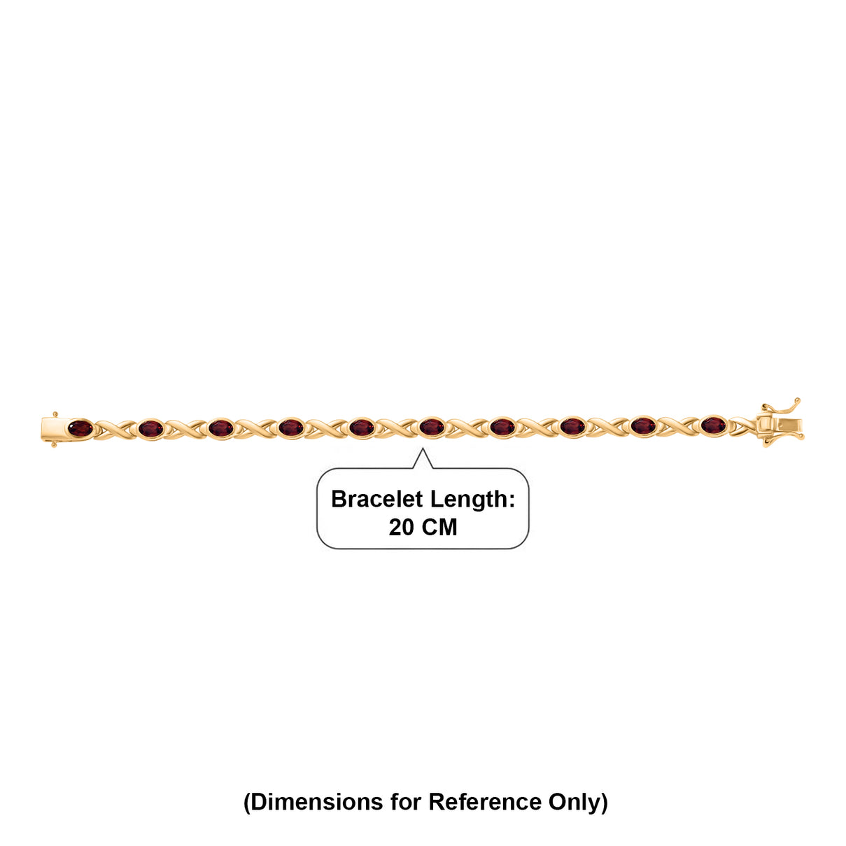 Royal Bali Collection - EverTrue Red Garnet Infinity Link Bracelet (Size - 7) with GB Lock Box in Yellow Gold Tone 5.70 Ct. 8464729 5