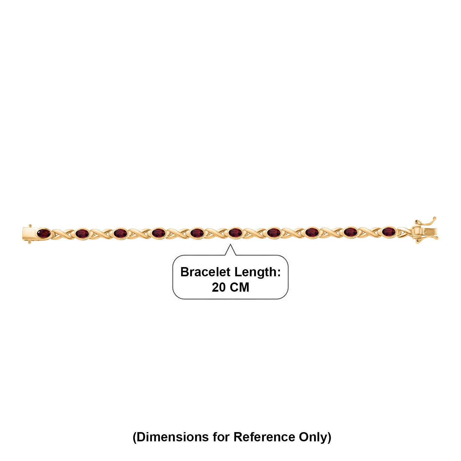 Royal Bali Collection - EverTrue Red Garnet Infinity Link Bracelet (Size - 7) with GB Lock Box in Yellow Gold Tone 5.70 Ct. 8464729 5