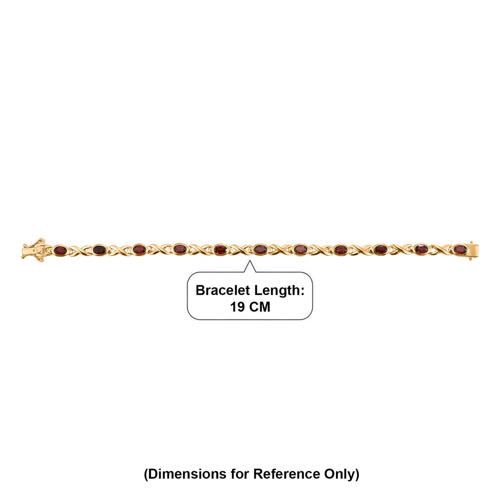 Royal Bali Collection - EverTrue Red Garnet Bracelet (Size - 7.5) with GB Lock Box in Yellow Gold Tone 6.25 Ct._8465317_4