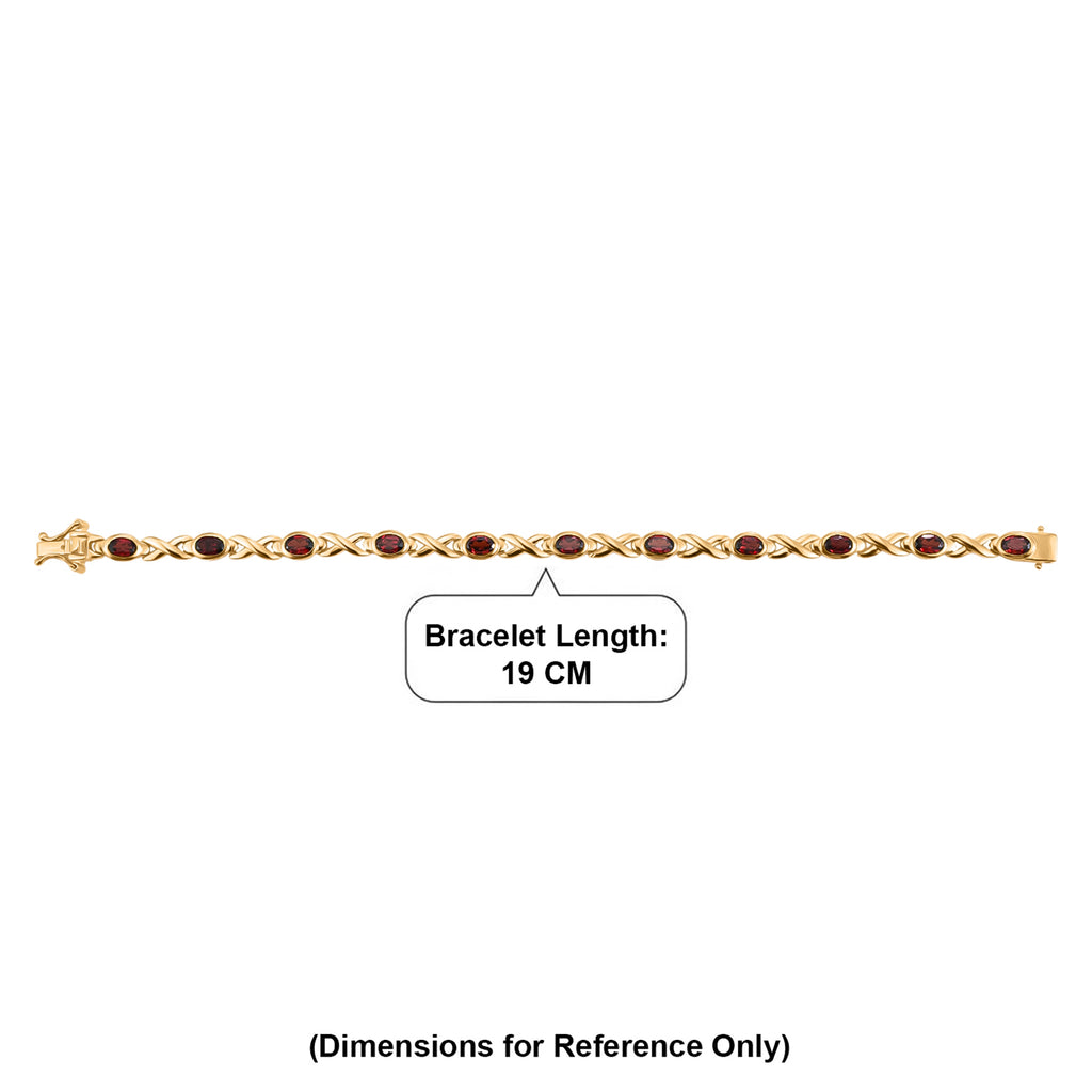 Royal Bali Collection - EverTrue Red Garnet Bracelet (Size - 7.5) with GB Lock Box in Yellow Gold Tone 6.25 Ct._8465317_6