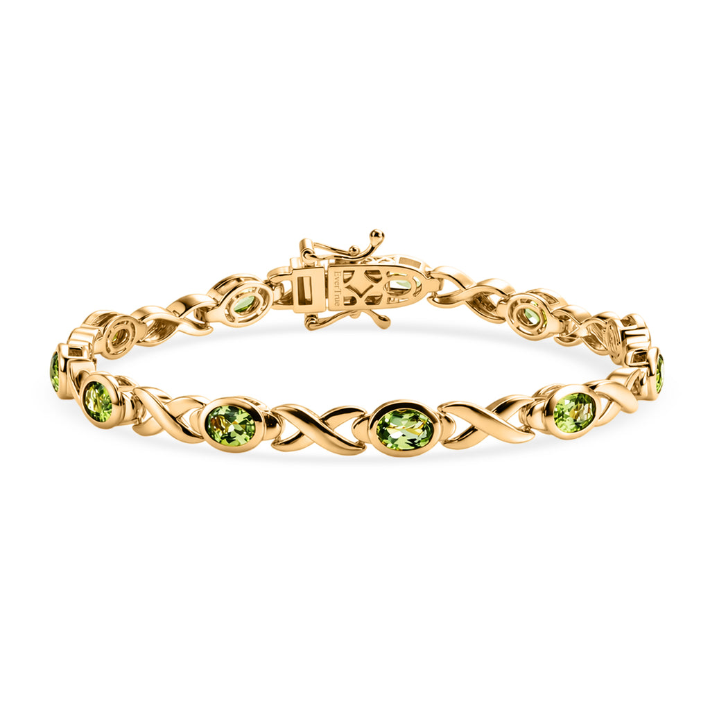 EverTrue Peridot Bracelet (Size - 7.5) with GB Lock Box in Yellow Gold Tone 5.40 Ct._8465320